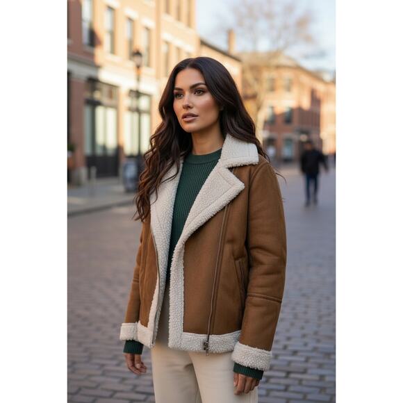 Old Navy Jackets & Blazers - Gap old navy Faux Suede Sherpa Moto Jacket Preppy  M Y2K 90s  sherling